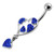 Heart Fancy Dangling Steel Banana Belly Ring - Dark Blue