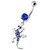 Gecko lizard Dangling Navel bar - Dark Blue