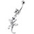 Gecko lizard Dangling Navel bar - Clear