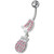 Fancy Fruits Jeweled Dangling Navel Belly Ring - Pink