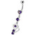 Fancy Heart Shape Jeweled Small Dangling Heart Banana Bar Belly Ring - Purple