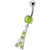 Fancy Jeweled "Eiffel Tower" Dangling Belly Ring - Peridot