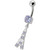 Fancy Jeweled "Eiffel Tower" Dangling Belly Ring - Lavender