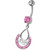Fancy Silver SEXY Dangling Belly Navel Body Jewelry Ring - Pink