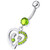 Fancy Single Jeweled Heart Dangling Belly Ring - Peridot