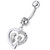 Fancy Single Jeweled Heart Dangling Belly Ring - Clear