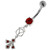Fleur de lis fusion 925 Sterling Silver Belly Button Ring - Red