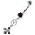 Fleur de lis fusion 925 Sterling Silver Belly Button Ring - Purple