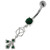 Fleur de lis fusion 925 Sterling Silver Belly Button Ring - Emerald