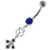 Fleur de lis fusion 925 Sterling Silver Belly Button Ring - Dark Blue