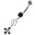 Fleur de lis fusion 925 Sterling Silver Belly Button Ring - Black