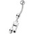 Fancy Skeleton Jeweled Dangling SS Bar Belly Ring  - black