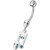 Fancy Skeleton Jeweled Dangling SS Bar Belly Ring  - Aqua