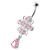 Fancy Jeweled Belly button piercing - Pink