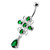 Fancy Jeweled Belly button piercing - Emerald