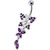 Fancy Jeweled Butterfly Dangling Navel Ring - Purple