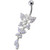 Fancy Jeweled Butterfly Dangling Navel Ring - Lavender