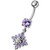 Flower Belly Navel Ring Fancy CZ Gemmed Dangle Button - Lavender