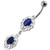 Fancy Jeweled Dangling Belly Ring - Dark Blue