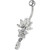 Flower Jeweled Dangling Belly Button Ring - Clear