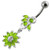 Fancy White Stone Jeweled Flower Dangling Navel Ring - Peridot