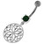Flower Of Life Dangling Navel Belly Button Ring - Emerald