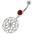 Flower Of Life Pattern 925 Sterling Silver Navel Belly Piercing - Red
