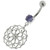 Flower Of Life Pattern 925 Sterling Silver Navel Belly Piercing - Lavender