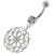 Flower Of Life Pattern 925 Sterling Silver Navel Belly Piercing - Clear