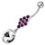 Fancy Zirconia Jeweled Dangling SS Bar Belly Ring - Purple
