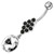 Fancy Zirconia Jeweled Dangling SS Bar Belly Ring - Black