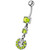 Fancy flowered Silver Dangling Navel Ring - Peridot