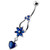 Flower with Heart Dangling Navel Belly Ring - Dark Blue