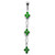 Fancy Jeweled Dangling SS Bar Navel Ring Body Jewelry - Emerald