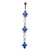 Fancy Jeweled Dangling SS Bar Navel Ring Body Jewelry - Dark Blue