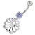 Fancy Jeweled Dangling Single Stone Belly Ring - Lavender