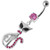 Jeweled Cat Dangling Belly Bar - Pink