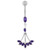 Jeweled Dangling Floral Chandelier Belly Button Ring - Purple