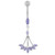 Jeweled Dangling Floral Chandelier Belly Button Ring - Lavender