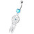 Jeweled Dream Catcher Silver Navel Ring - Aqua