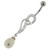 Jeweled Fancy Pearl Silver Dangling Curved Bar Belly Ring - Clear