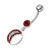Jeweled Fancy Half MOON Silver Dangling Curved Bar Navel Ring - Red