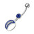 Jeweled Fancy Half MOON Silver Dangling Curved Bar Navel Ring - Dark Blue