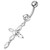 Jeweled Fancy Silver Flower Dangling SS Bar Banana Belly Ring - Clear
