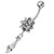 Jeweled Fancy Flower Dangling SS Banana Bar Navel Ring - Clear