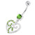 Jeweled Floral Heart 925 Sterling Silver Navel Belly Piercing - Peridot