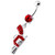 Multi Jeweled Dangling Gun Navel bar - Red