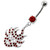 Multi Jeweled Burning Mask Belly Button Ring - Red