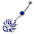 Multi Jeweled Burning Mask Belly Button Ring - Dark Blue