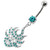 Multi Jeweled Burning Mask Belly Button Ring - Aqua